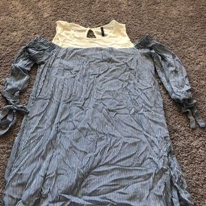 Blue and white striped sundress